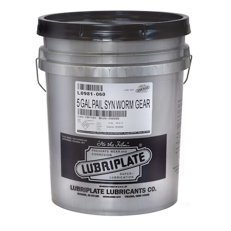 Syn Worm Gear Lube, 5 Gal Pail, Pao, Synthetic Fluid For Worm Gear Boxes